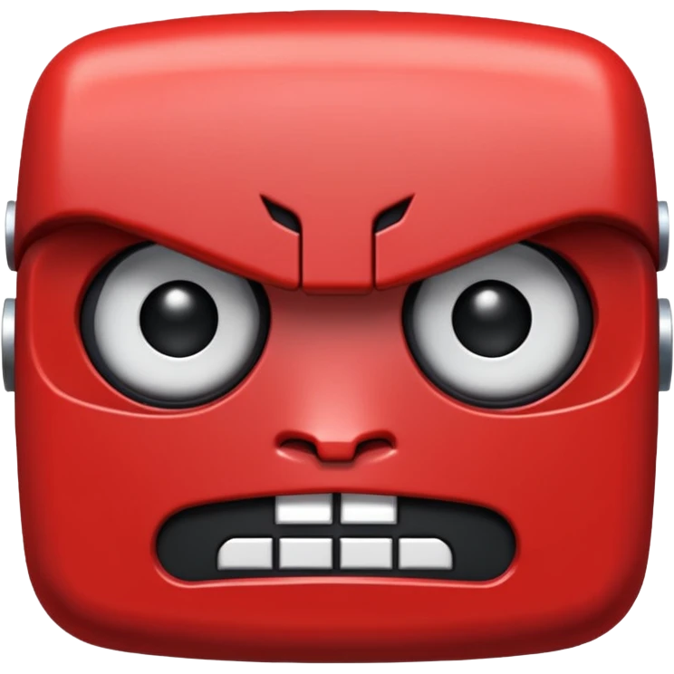 Create a pixel-grid robot face emotion displayed on a dark background composed of a strict 32×32 square grid. . Create emotion "Angry" emoji
