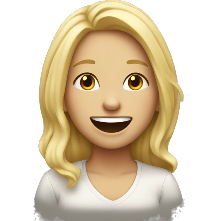 Blonde girl laughing with tears emoji