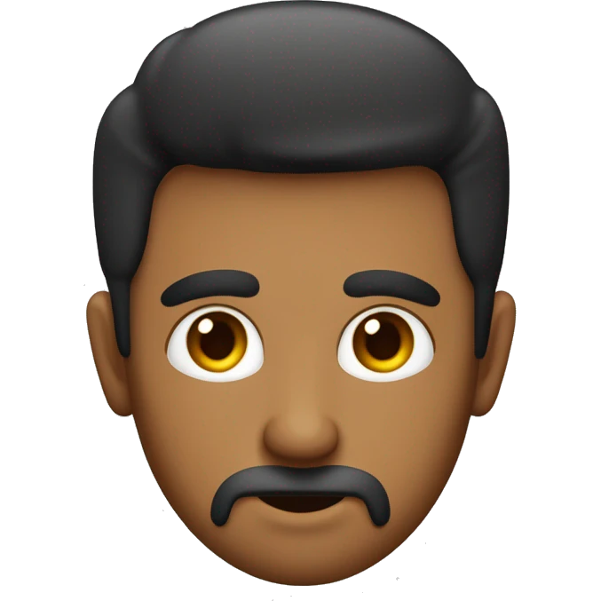 Hombre con color de piel oscura ojos un poco chios sin barba con elo cafe,lacio y no muy largo, ojos marrones emoji