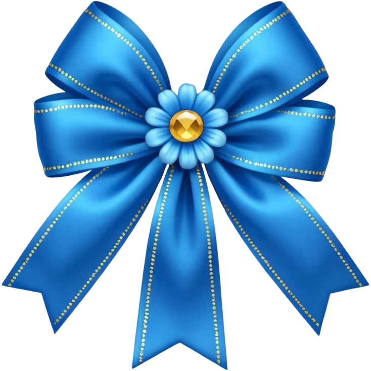 blue flower bow with glitter emoji