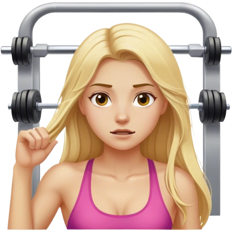 Long blonde hair girl sweating at gym emoji