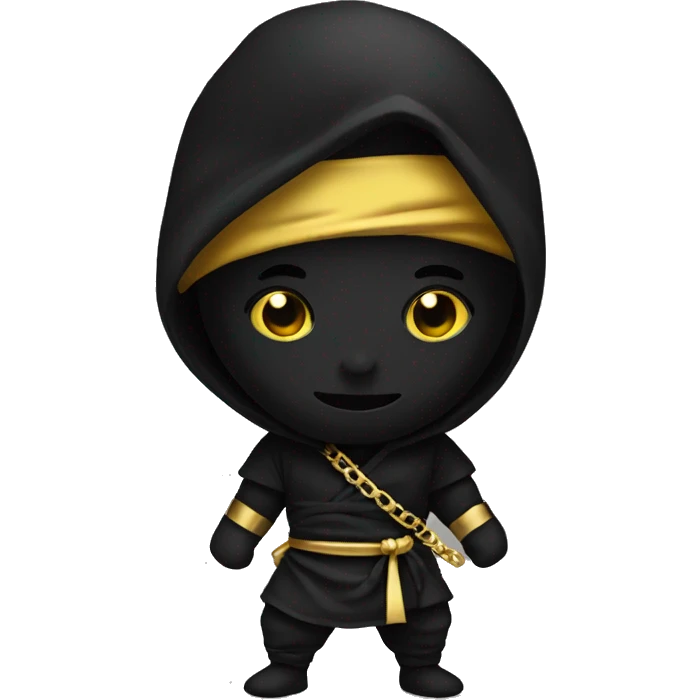 BLACK NINJA EMOJI WITH GOLD NECKLACE  emoji