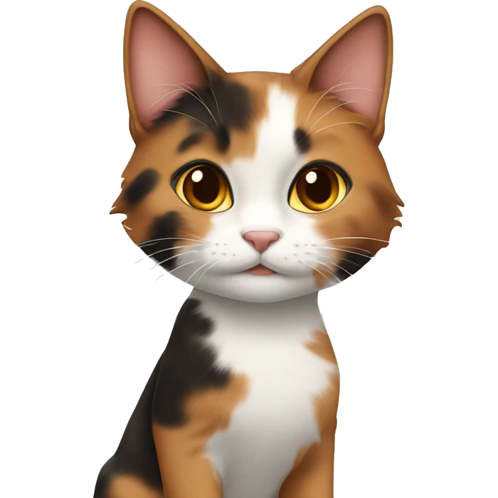 Calico cat with brown hair girl emoji