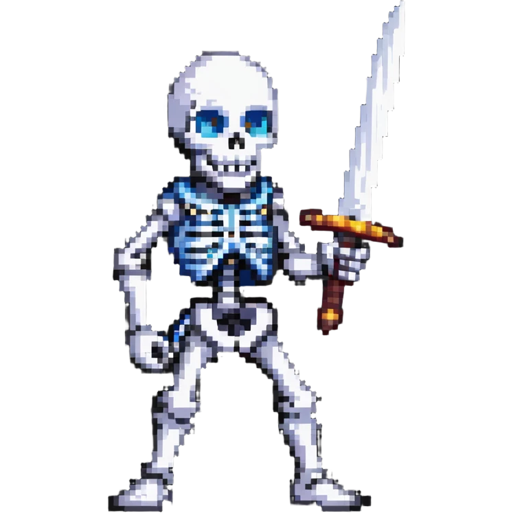 skeleton with a sword action pose emoji
