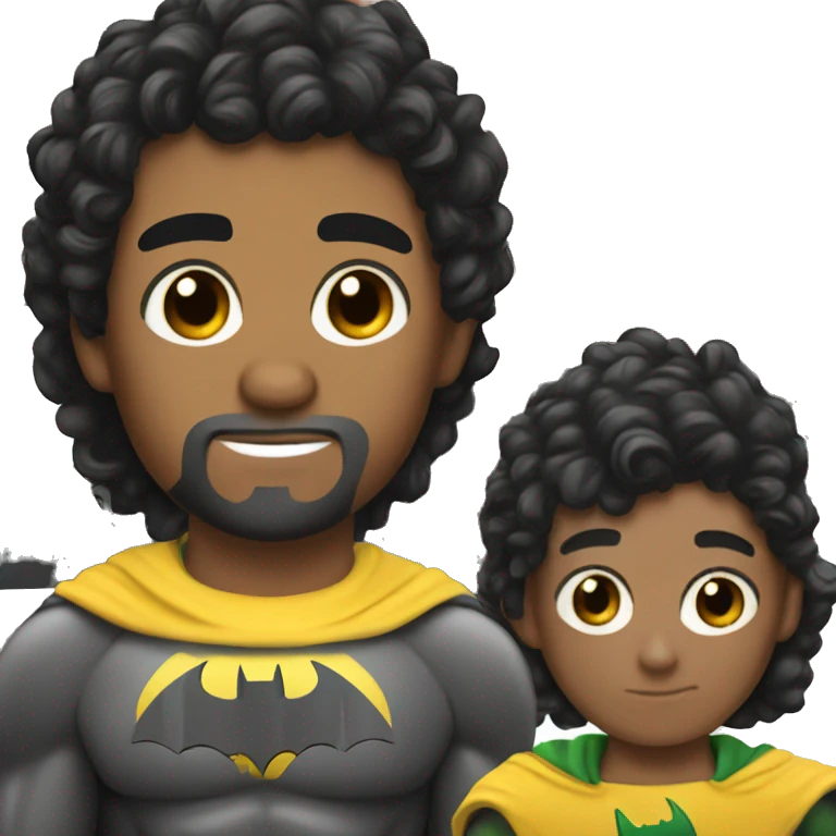 Batman on hispanic boy with black curly hair emoji