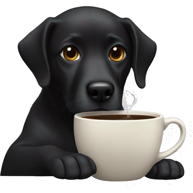 black dog drinking coffee  emoji