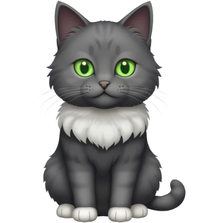 full body solid dark grey cat with green eyes and white paws emoji
