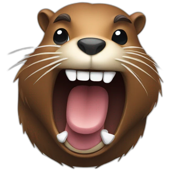beaver in harsh style, happiness, smile emoji