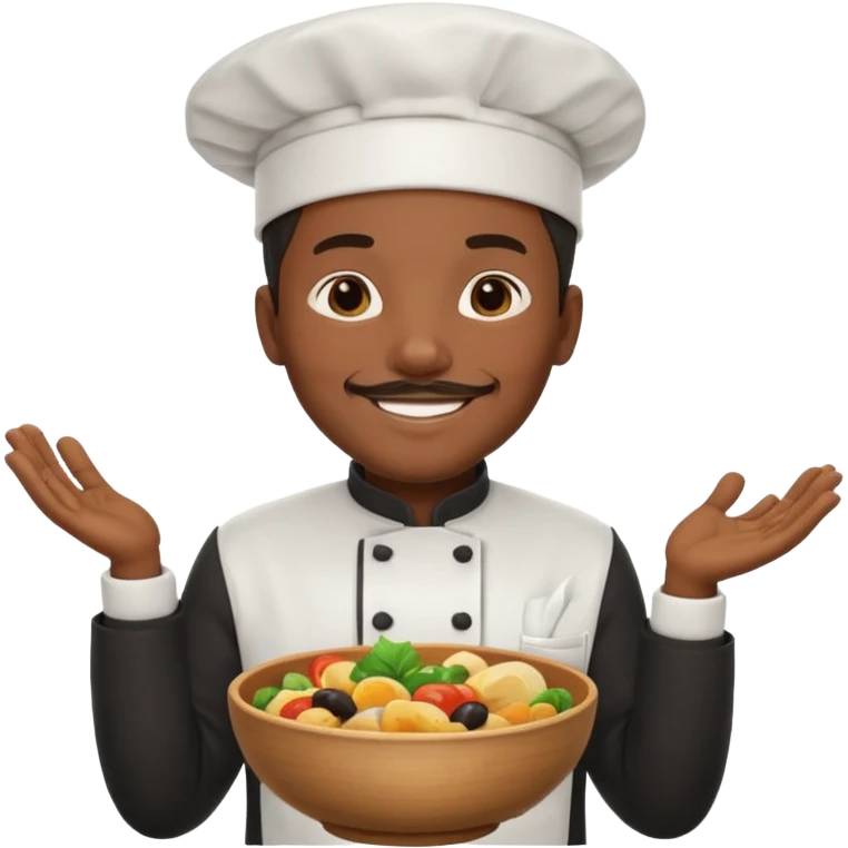  black Chef Holding Bowl emoji