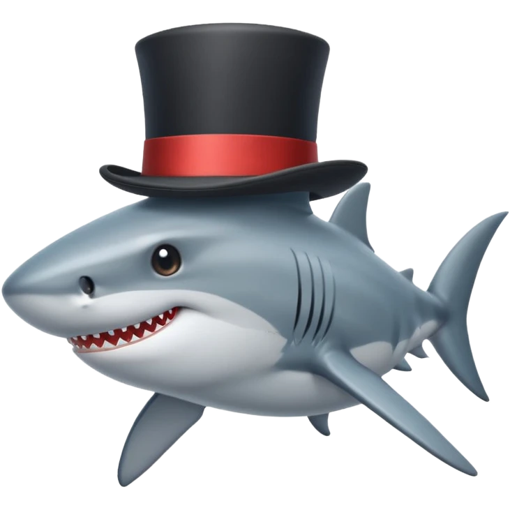 Shark with a top hat emoji