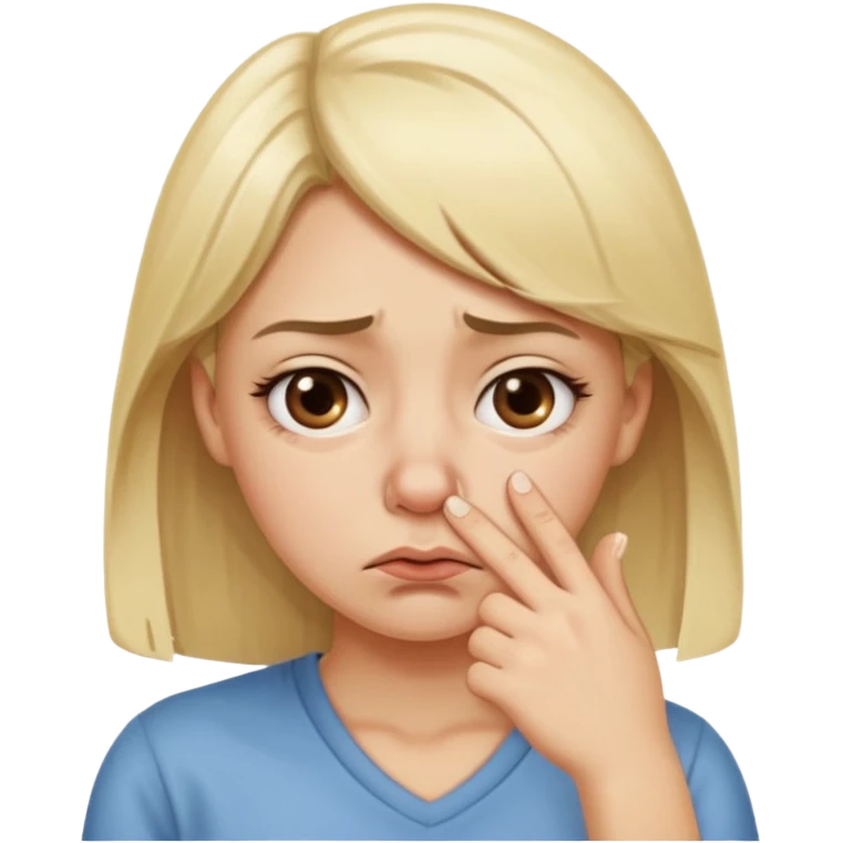 white blonde girl holding her nose because something stinks  emoji