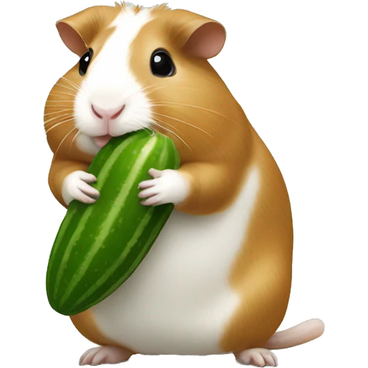 Guineapig standing on 2legs eating cucumber  emoji