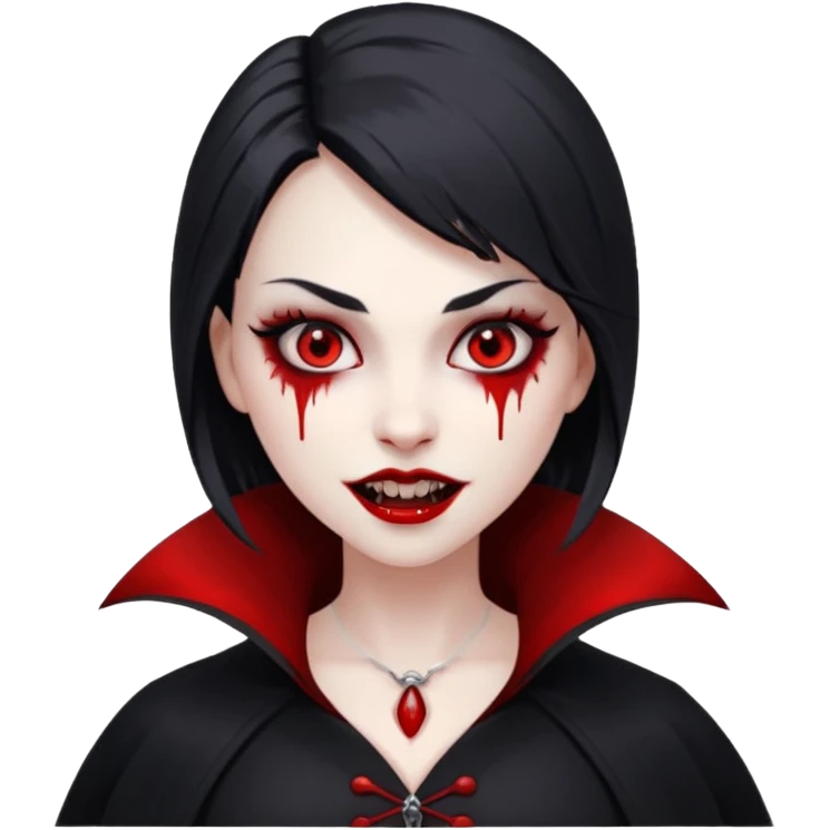 Women Vampire with black & white coat dress and eyes should be red with blood emoji