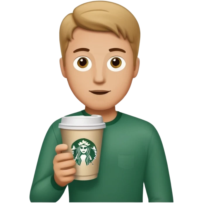 white man holding a Starbucks cup emoji