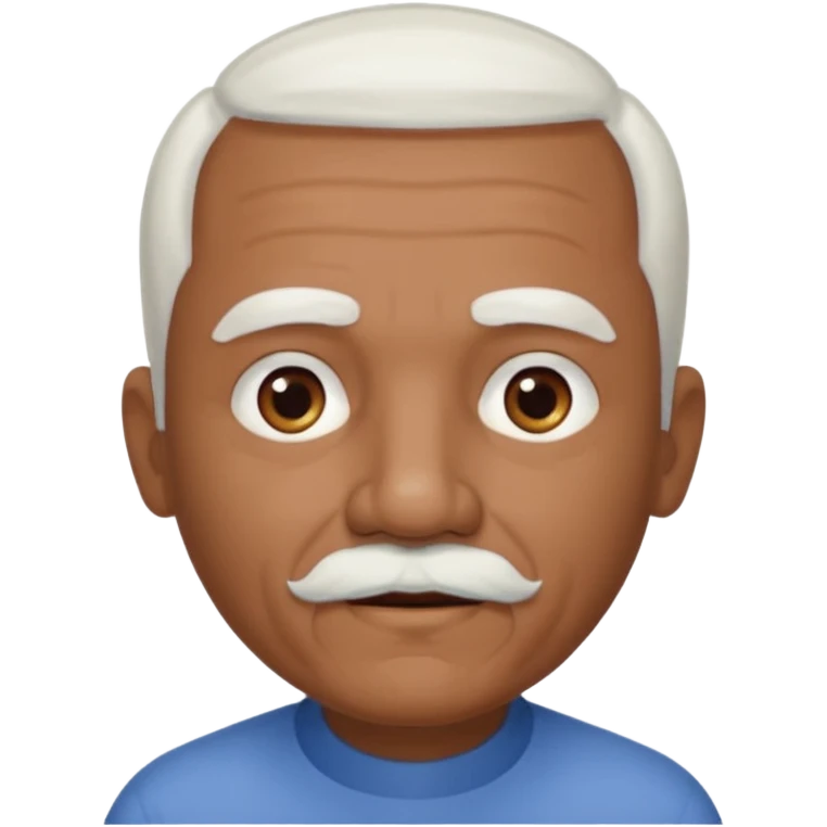 An elderly man emoji with medium-dark skin tone, short neatly trimmed white hair around the sides and back of his head, a bald top, and well-groomed facial hair — a small white mustache paired with a short rounded white goatee that frames his mouth. emoji