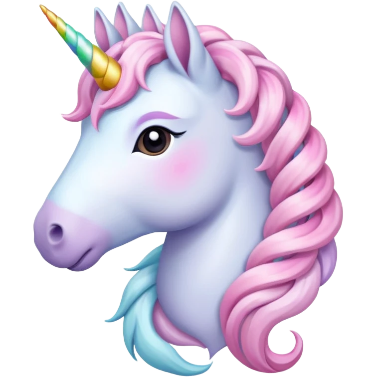 braided unicorn wiith big visible braids emoji