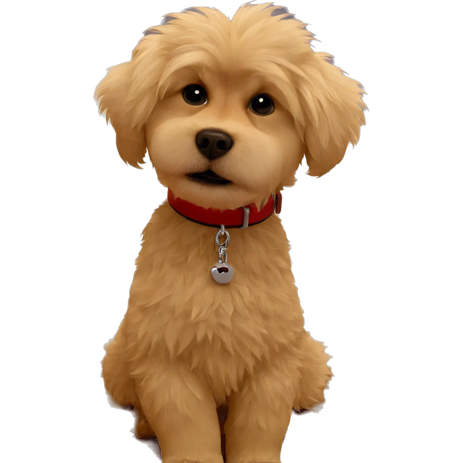fluffy dog with red collar emoji