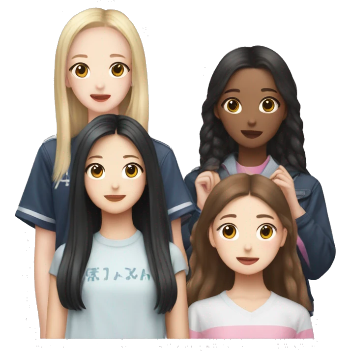 A teenager looking at 4 South Korean girls (blackpink) emoji