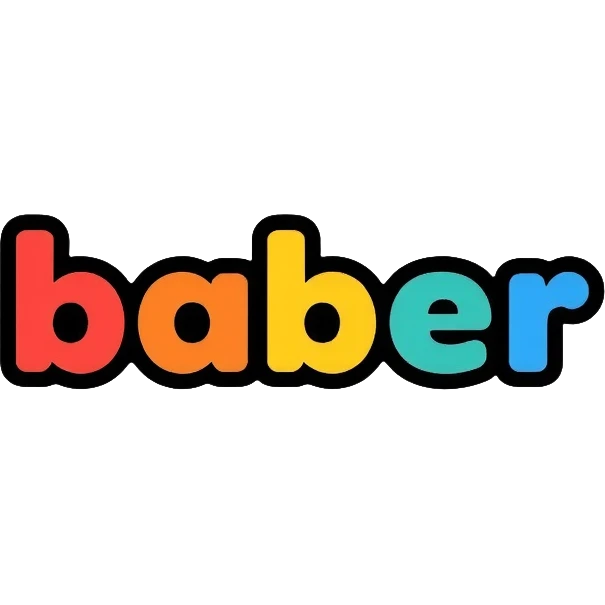 The text "baber" emoji