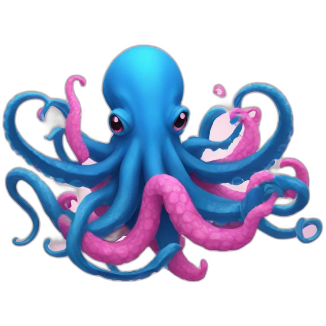 a blue kraken fighting  has another pink kraken emoji