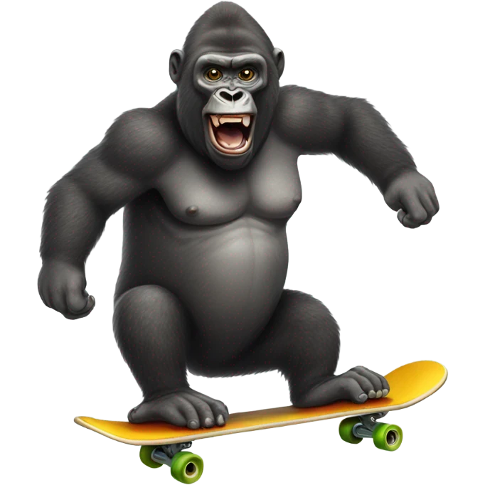 Funny gorilla skateboarding emoji