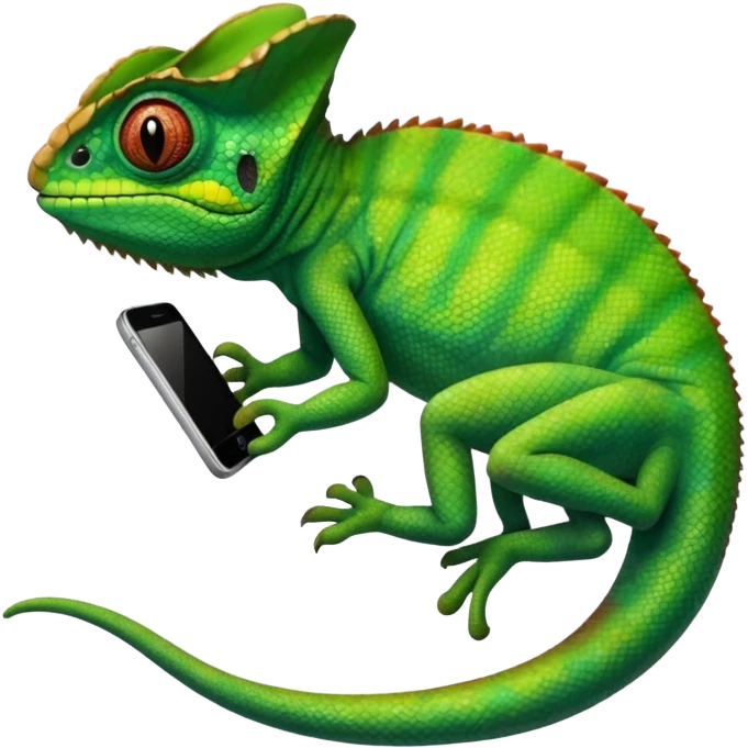 Chameleon using an iPhone emoji
