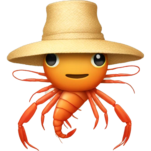 Shrimp walking hat on emoji