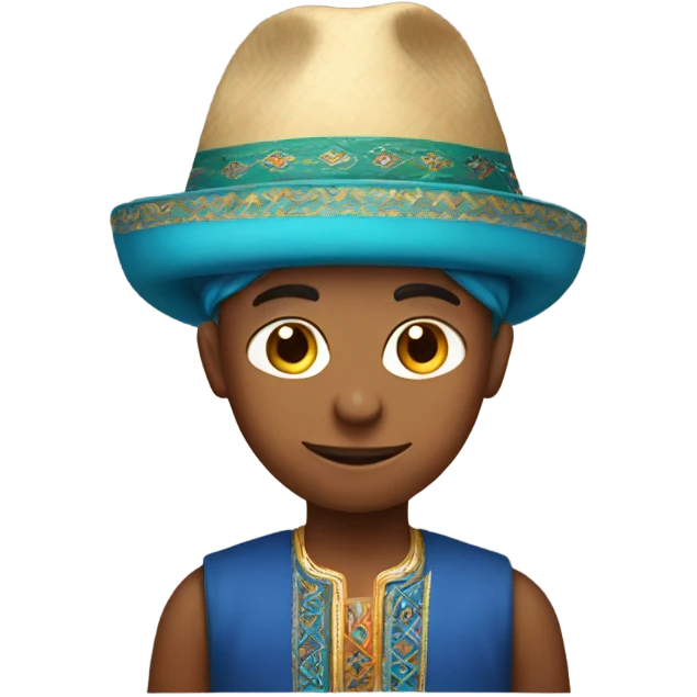A boy with a Turkmen hat on his head emoji