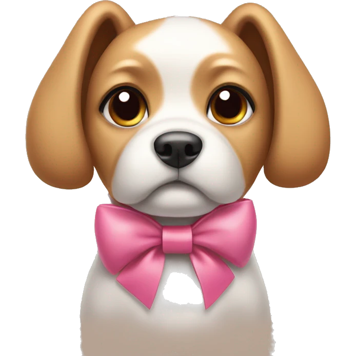 Cute dog with bows on ears and bow collar emoji