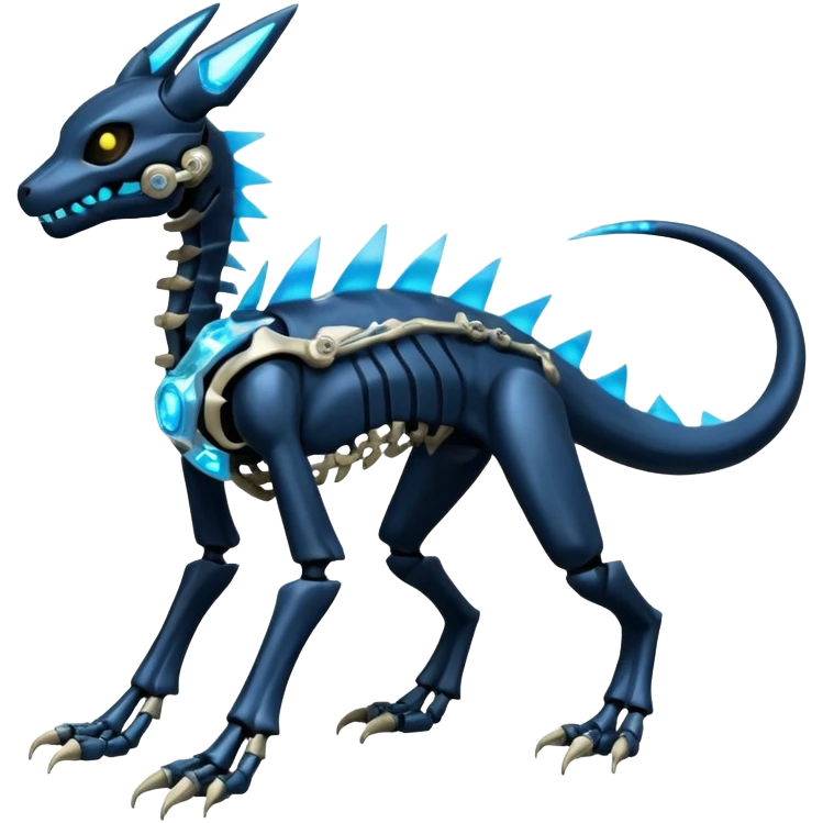 futuristic Skeleton-Cyborg-Manectric-Electrike-Salandit-Cubone-Umbreon-Marowak-Draco-Fakémon-hybrid-creature (full body), 4 legs emoji