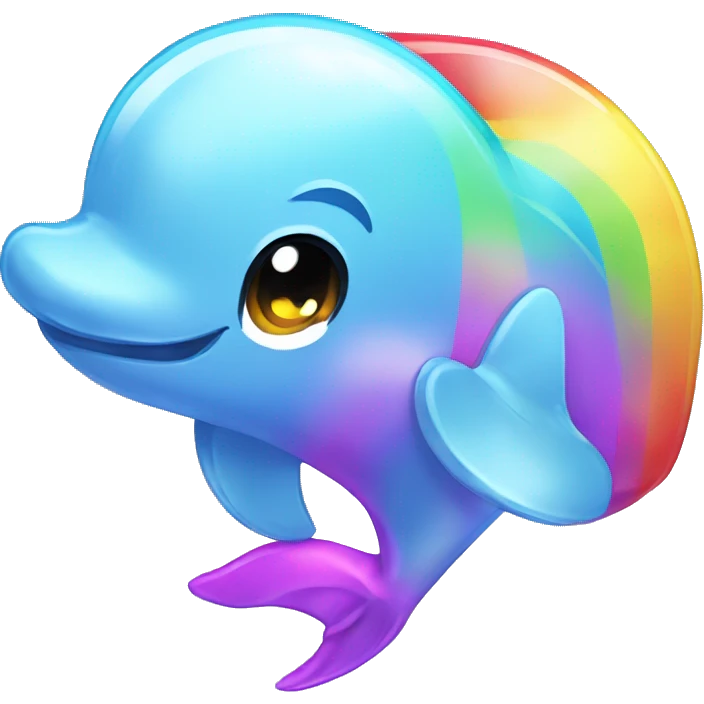 Kawaii Rainbow chrome dolphin wearing rainbow shirt   emoji