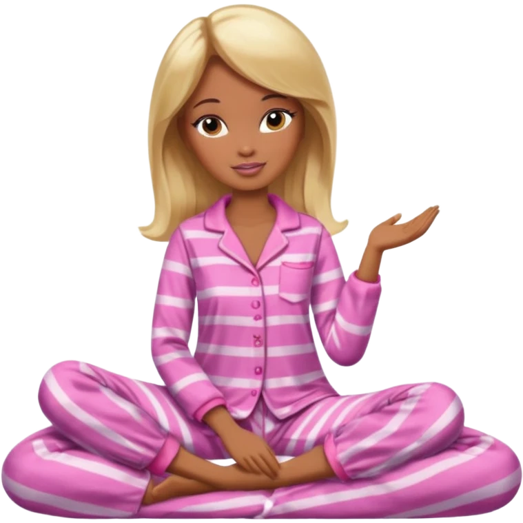 Brown skin blonde hair Barbie in pajamas  emoji