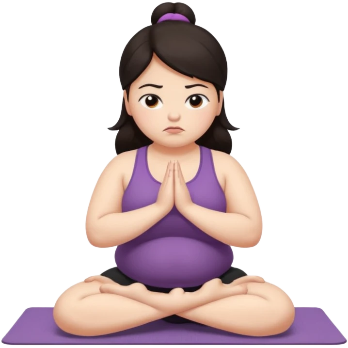 Sad fat girl doing yoga crow pose dark hair emoji