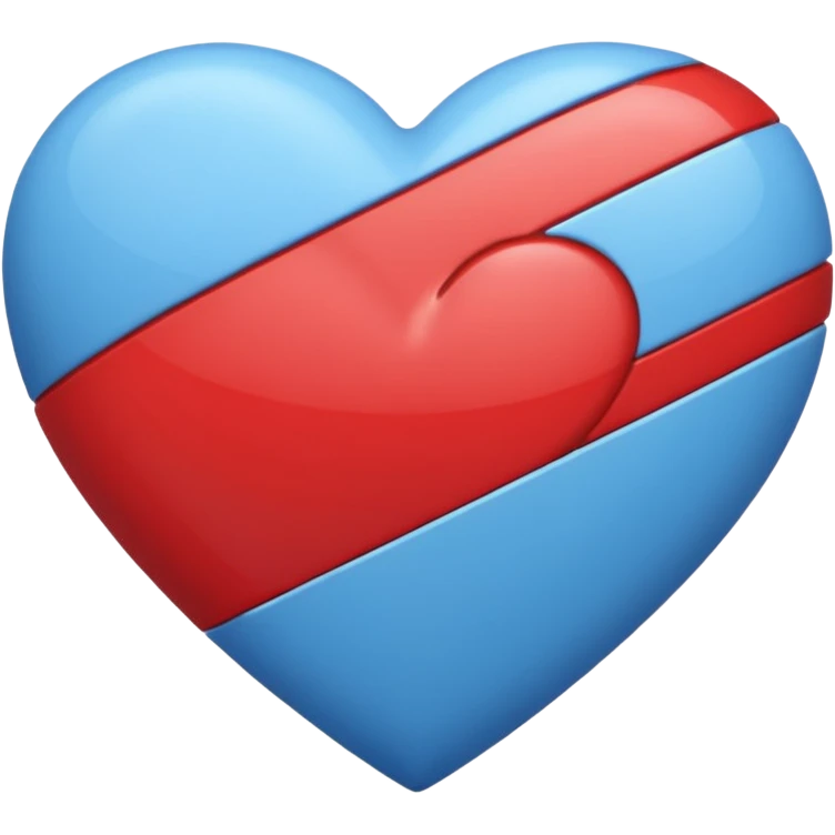 corazon azul y rojo a rayas emoji
