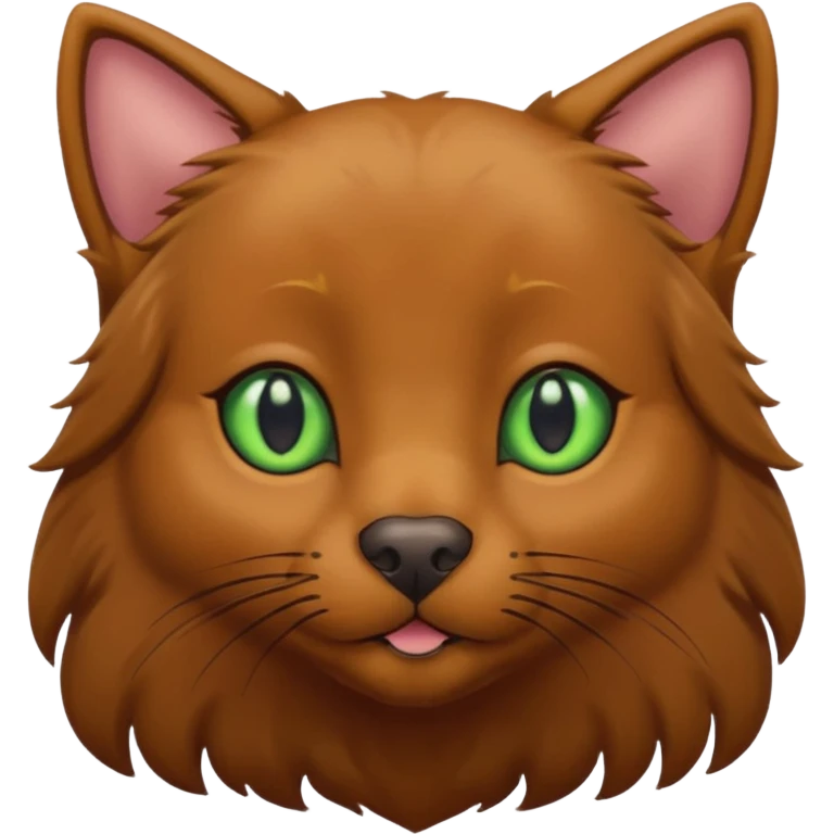 black cat with brown eyes  and big brown retriever with green eyes  emoji
