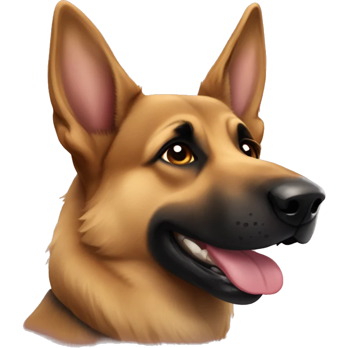 German shepherd with now emoji
