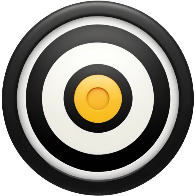 A black circle surrounded by a white circle surrounded by a white circle like a target emoji