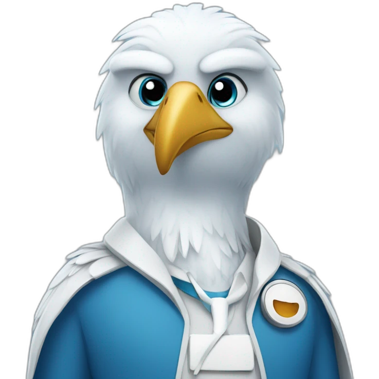 Dr_Adler is a blue anthropomorphic eagle emoji