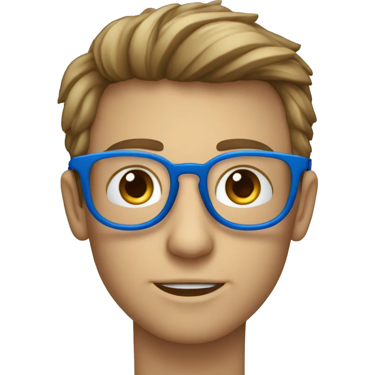 Un ragazzo riccio con gli occhi azzurri e gli occhiali che usa un macbook emoji