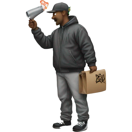 man doing graffiti on wall emoji