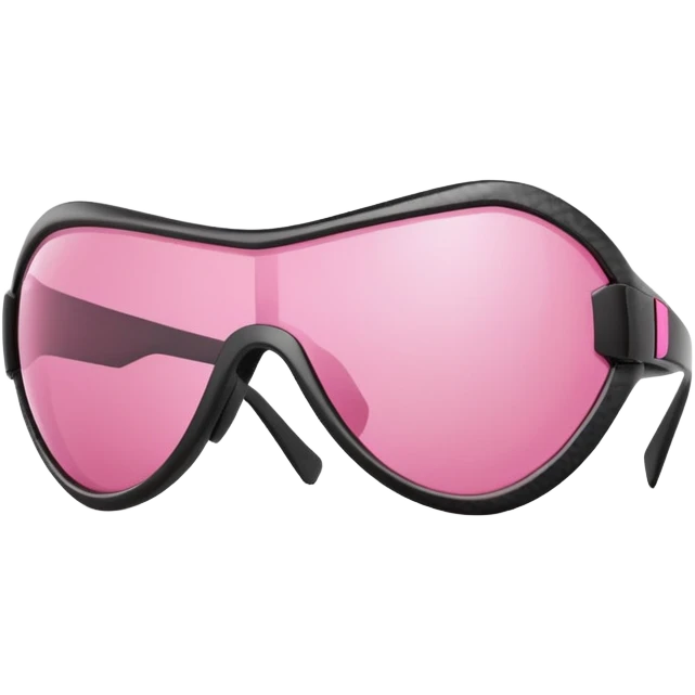 futuristic pink shield sunglasses with thick carbon fiber frame, athletic style emoji