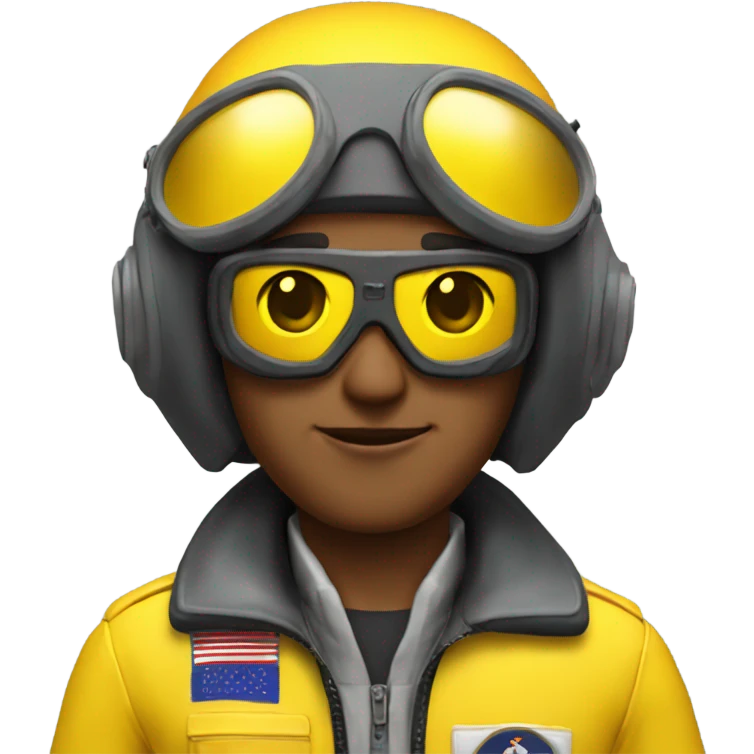 Jet Pilot with yellow suit and helmet with black goggles emoji