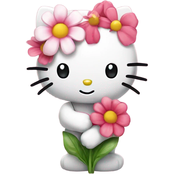 Hello kitty with flower emoji