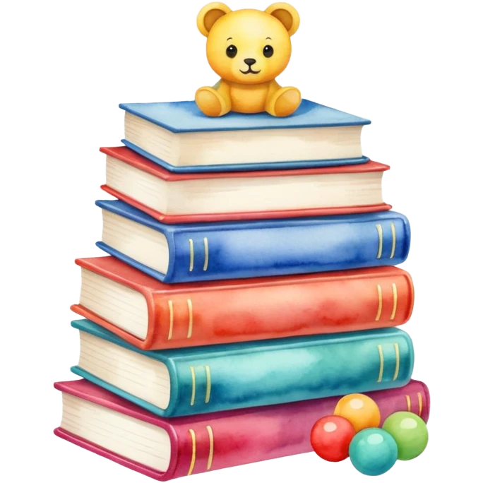 watercolor books and toys emoji