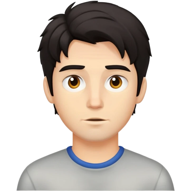 dark haired guy with messy middle parted hair emoji