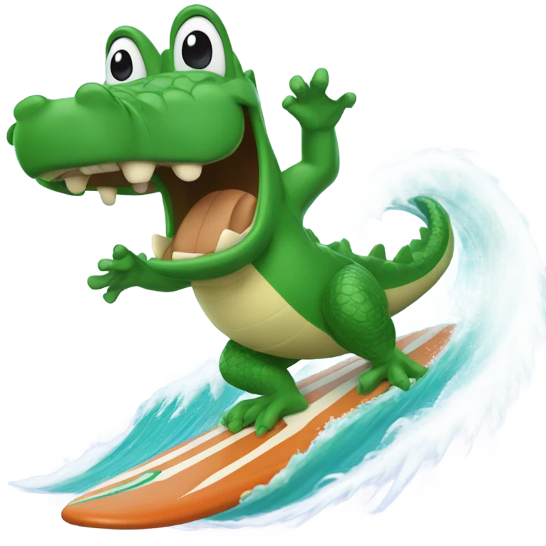 Alligator surfing emoji