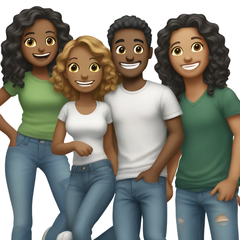 happy friends in casual attire emoji
