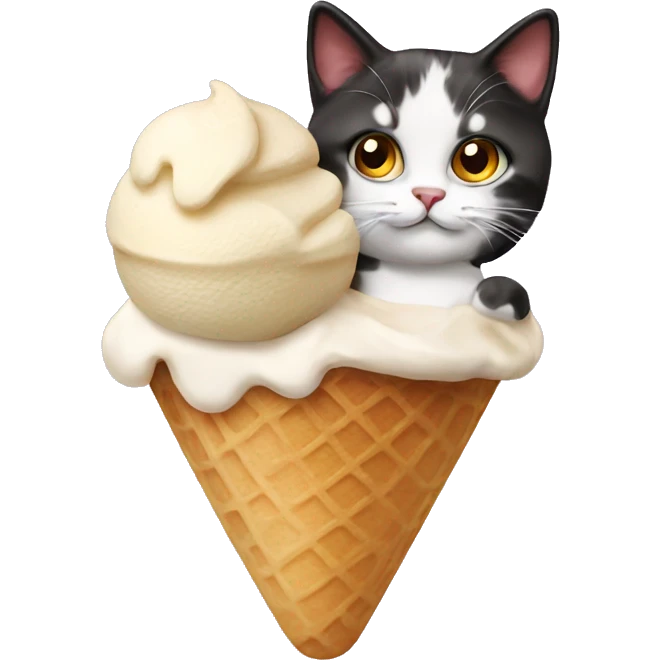 Icecream with calico cat emoji