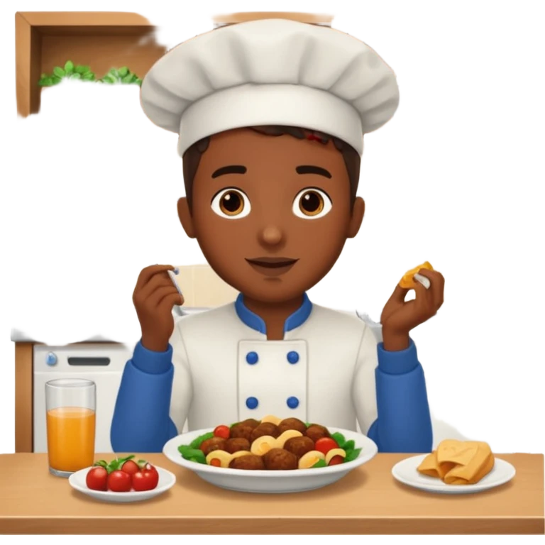 Jayceon enjoying food in kitchen emoji