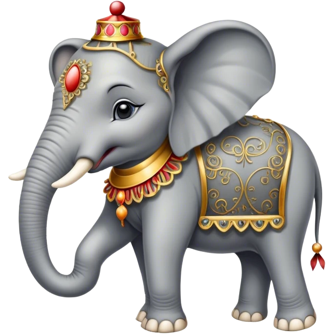 Vintage circus elephant wearing filigree emoji